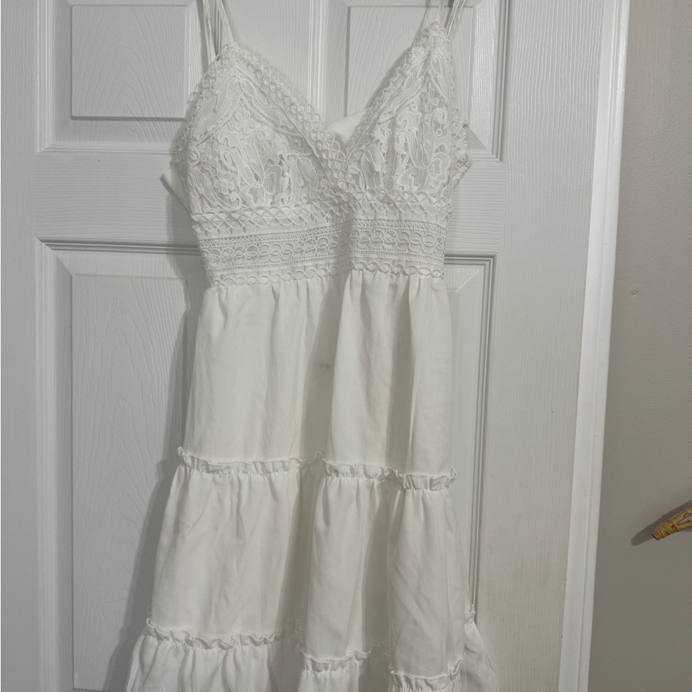 White Lace Tiered Dress